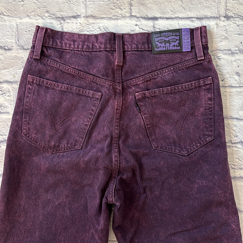 Levi’s X Deepika Padukone Straight Leg High Waisted Purple Denim Jeans Size 30 - Picture 11 of 16